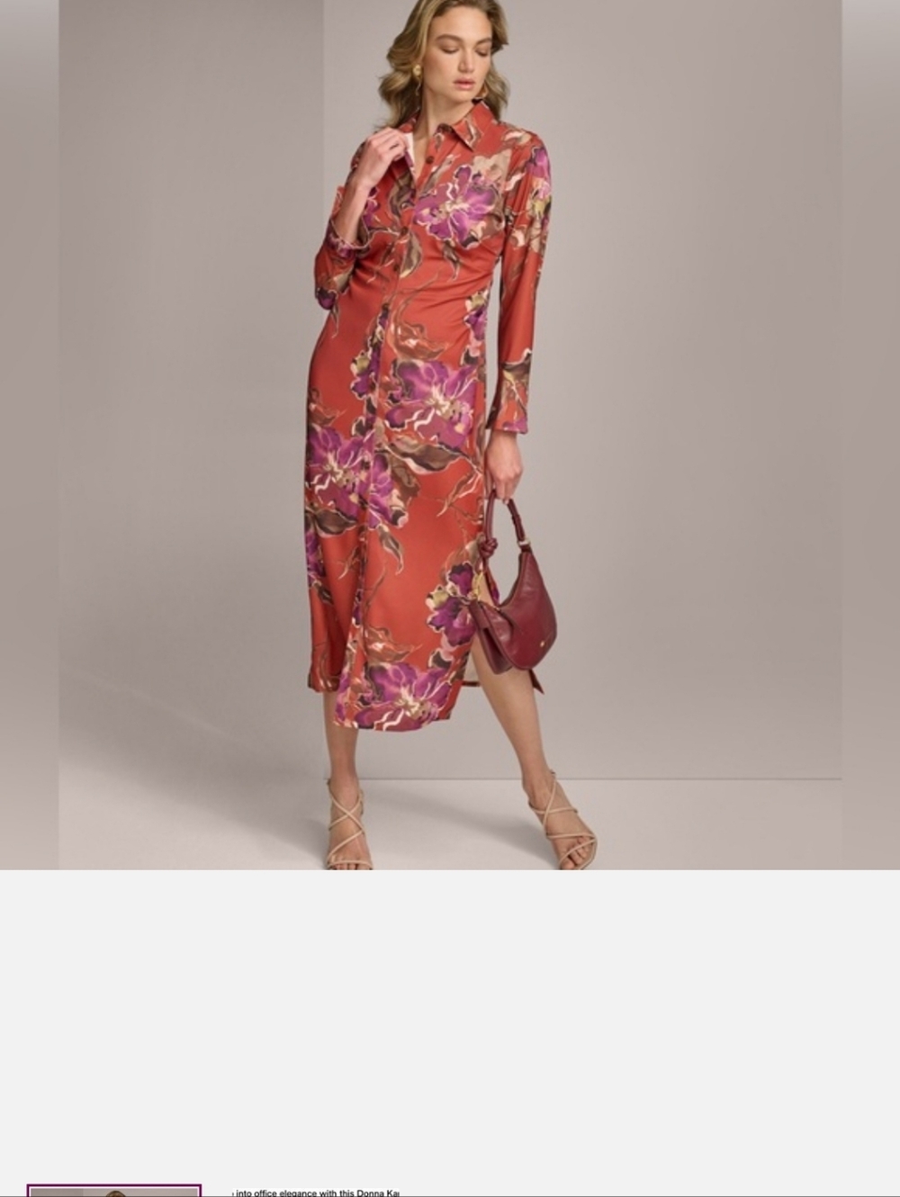 Donna Karan Floral Maxi Skirt - Orange and Purple
